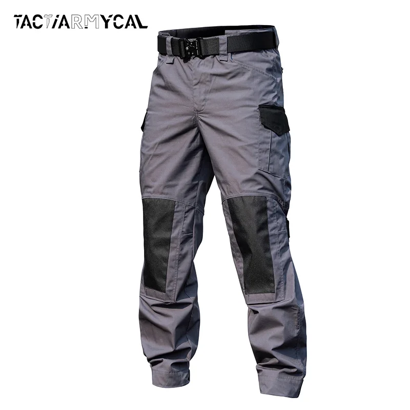 Men's Autumn Polyester Black Yellow Thin Casual Military Cargo Pants
