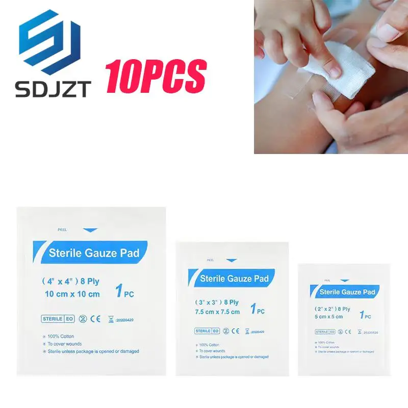 

10Pcs Gauze Pad First Aid Kit Waterproof Wound Dressing Sterile Medical Bags Emergency Survival Kit Gauze Pad Wound Care