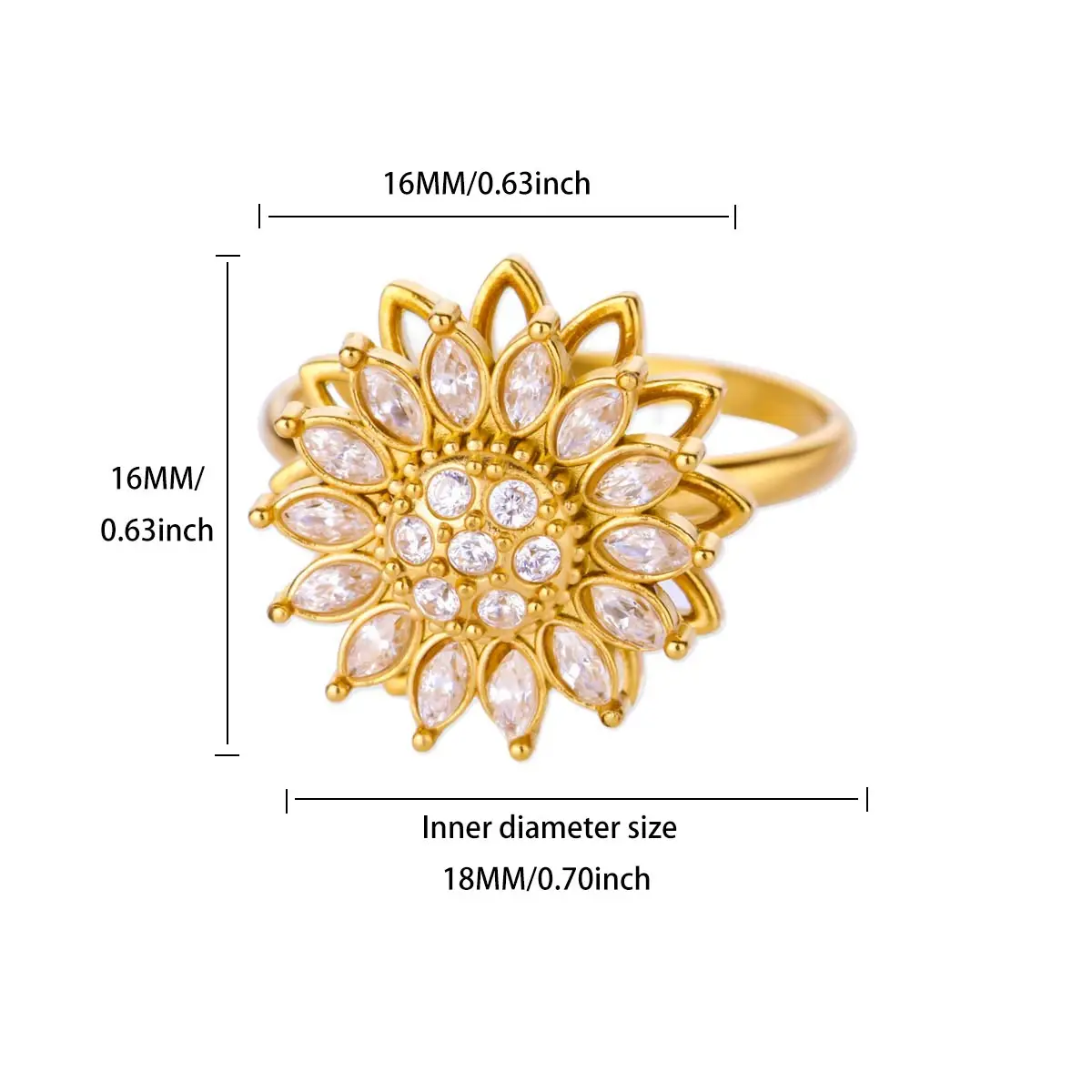 Dainty Zircon Rings Stainless Steel Women