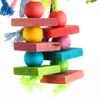 Parrot Chew Toy Multicolored Wooden Cotton Rope Birds Toy Bite Bridge Parrot Foraging Tearing Cockatiels Training Hang Swings 5