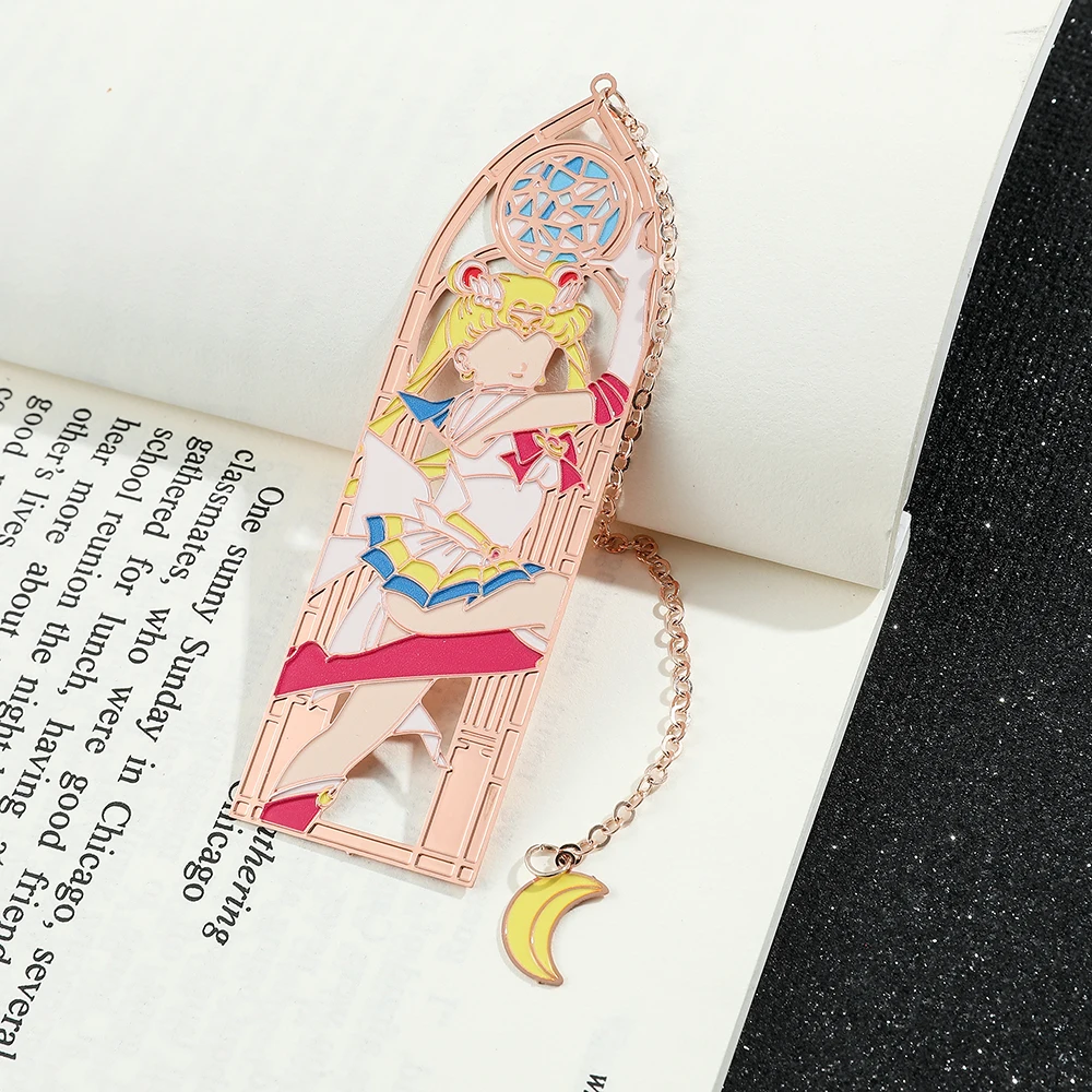 Anime Sailors Moon Sweet Figure Metal Bookmarks for Women Girls Fans Collection Page Mark for Books Lover Reading Supplies Gifts