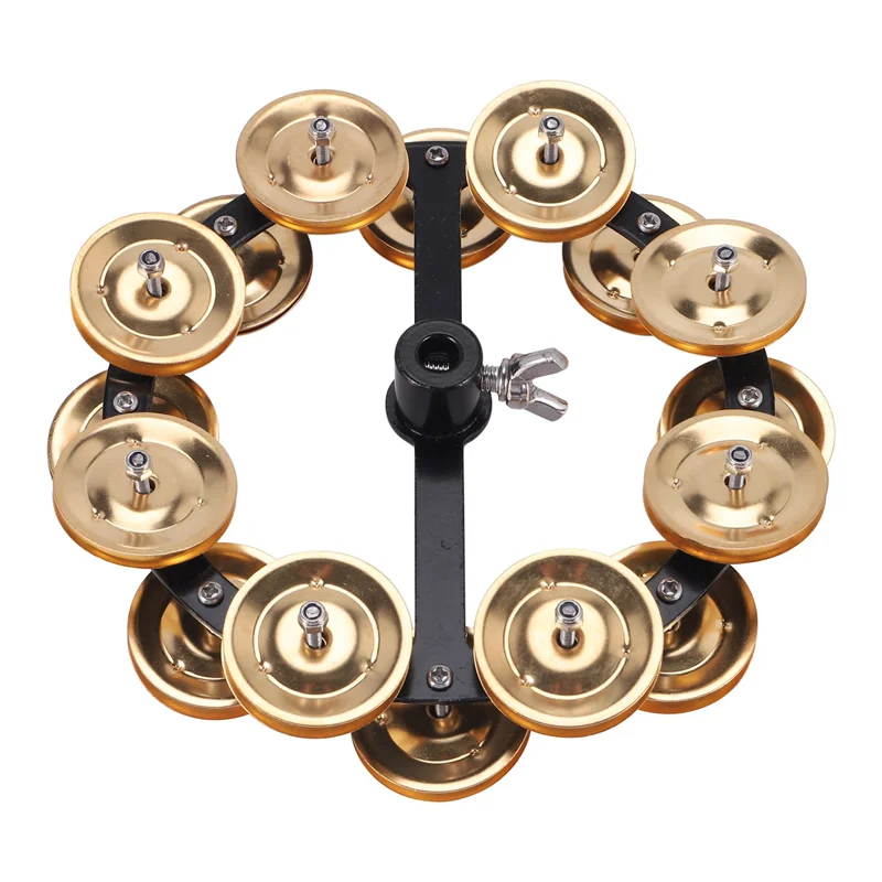 

Музыкальный калимба портативный ударный Hi-Hat Тамбурин с ровным металлическим барабаном набор музыкальных аксессуаров, золотой