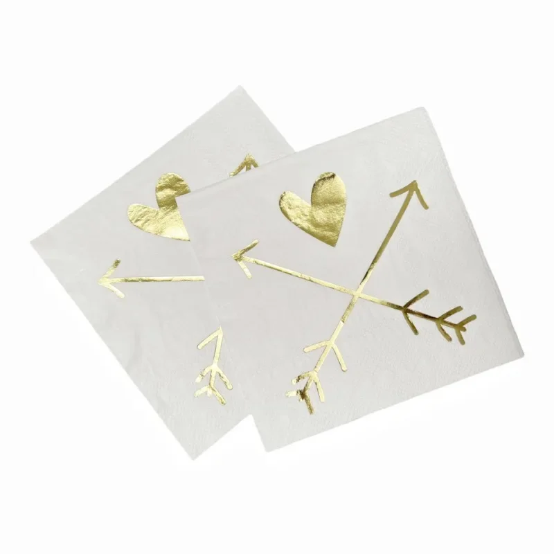 20pcs 25*25cm 3-Ply Valentine's Day Proposal Love Cupid's Arrow Foil Napkins Party Decoration Square Paper Placemats