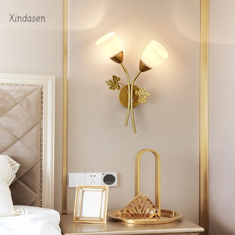 

Современная Настенная Светодиодная лампа из латуни, скандинавский Простой настенный светильник для гостиной, спальни, прикроватного столика, коридора, лестницы, комнатные настенные светильники