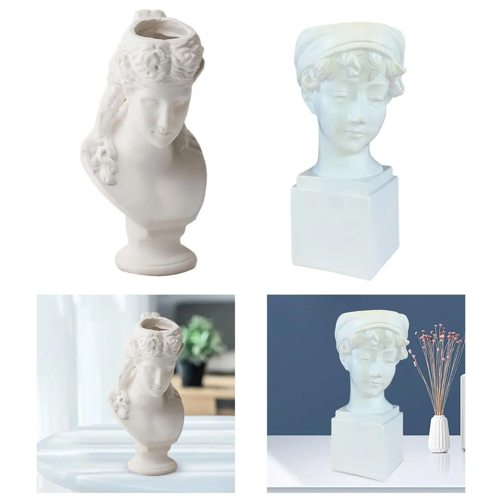 Bust Statue Pen Holder Novelty Resin Figurine Pencil Holder Container Desk Accessories Stationery for Home Office Supplies Gift