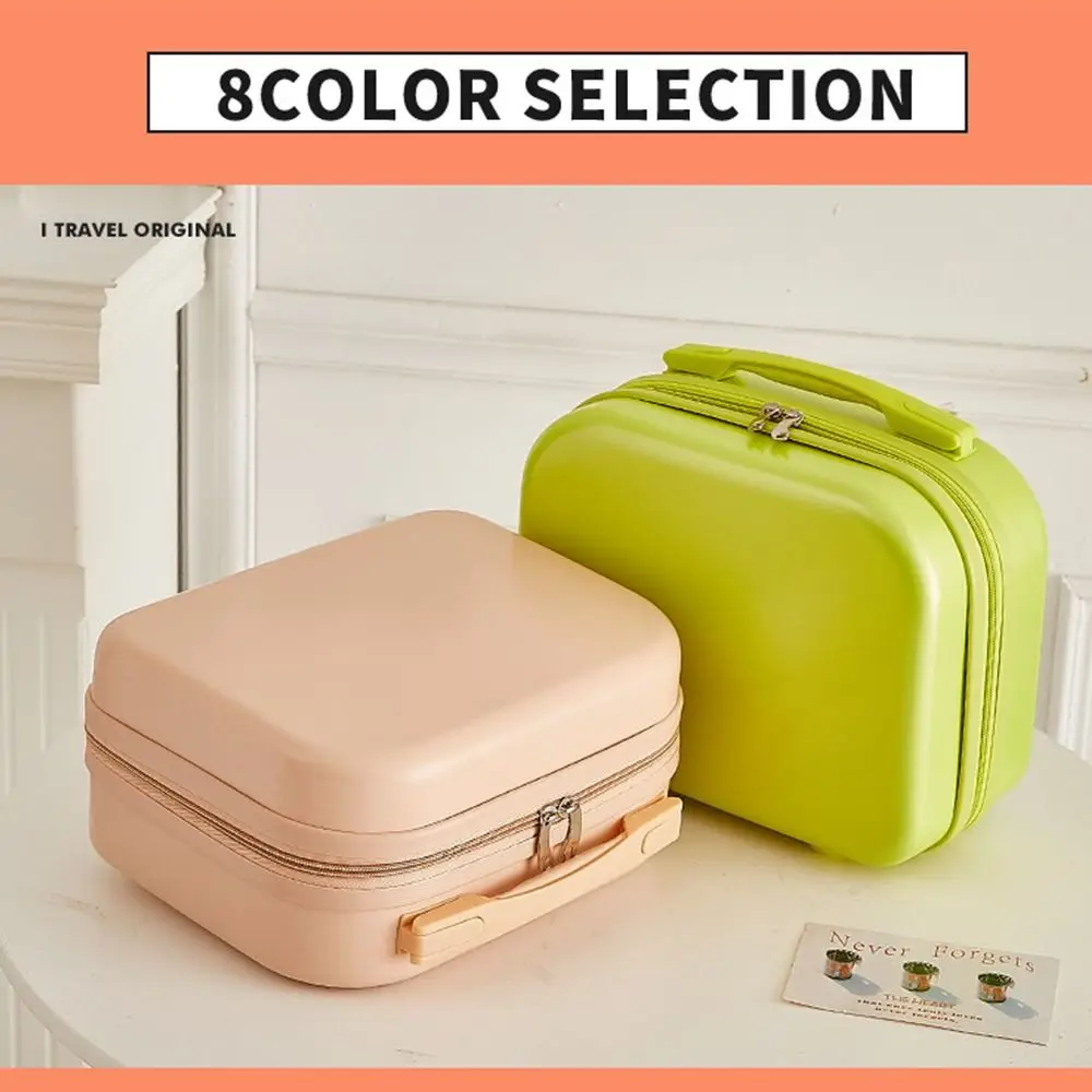 Storage Toiletry Box Solid Color Suitcase Mini Luggage Travel Organizer Makeup Case Zipper Luggage Square Box