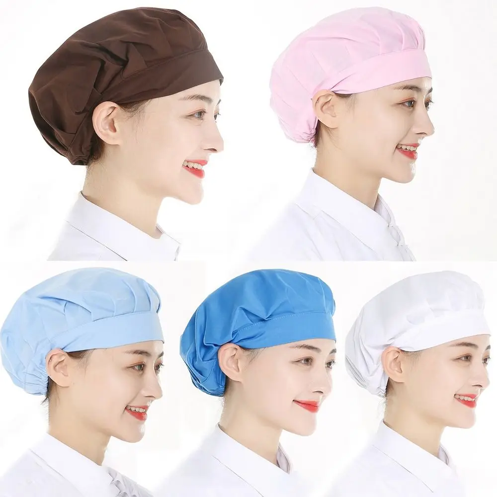 Women Man Cotton Dust proof Work Cap Accessories Bundled Hair Work Headband Chef Cap Food Service Cook Hat Canteen Catering 3