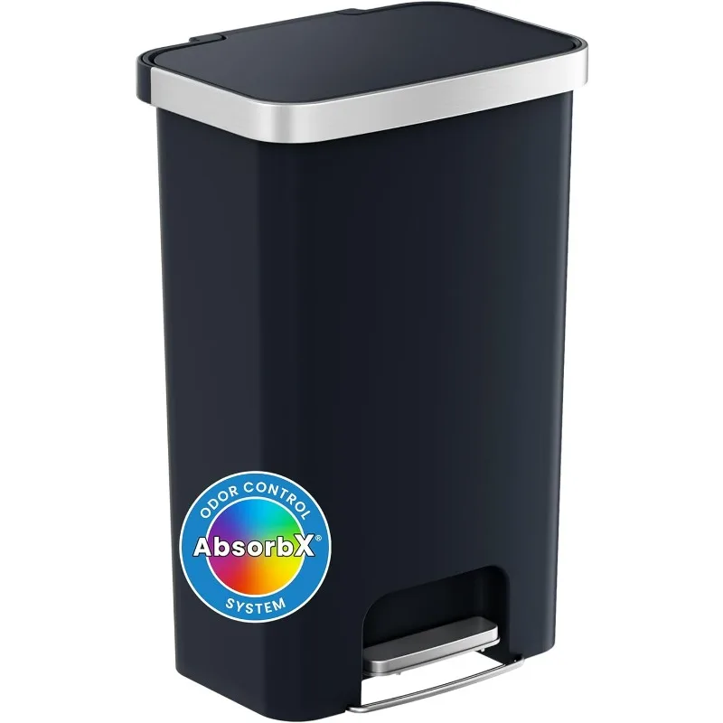 

ITouchless SoftStep 13.2 Gallon Step Pedal Plastic Black Kitchen Trash Can with Odor Filter, Durable Dent-Proof Construction