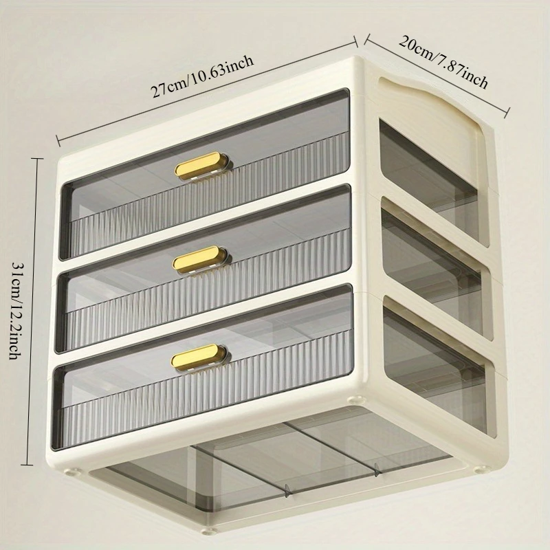 1pc Cosmetics shelf Multi-functional desktop drawer storage box Household dustproof large capacity makeup box