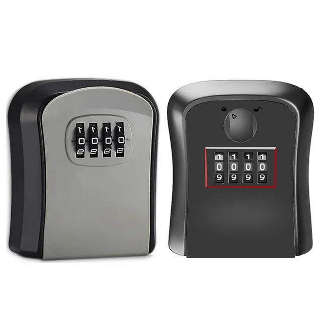 Wall Mount Key Lock Box 4 Digit Password Code Security Lock No Key for Home Office Key Safe Secret Storage Box Organizer 6
