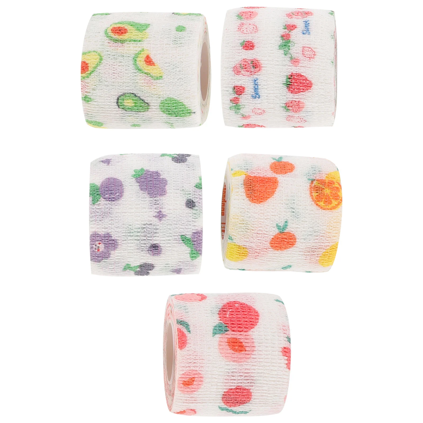 

5 Rolls Self-adhesive Bandage/cute Fruit/sports Bandage/5cm Wide Athletic Tape Nonwoven Pet Athletic Tapes