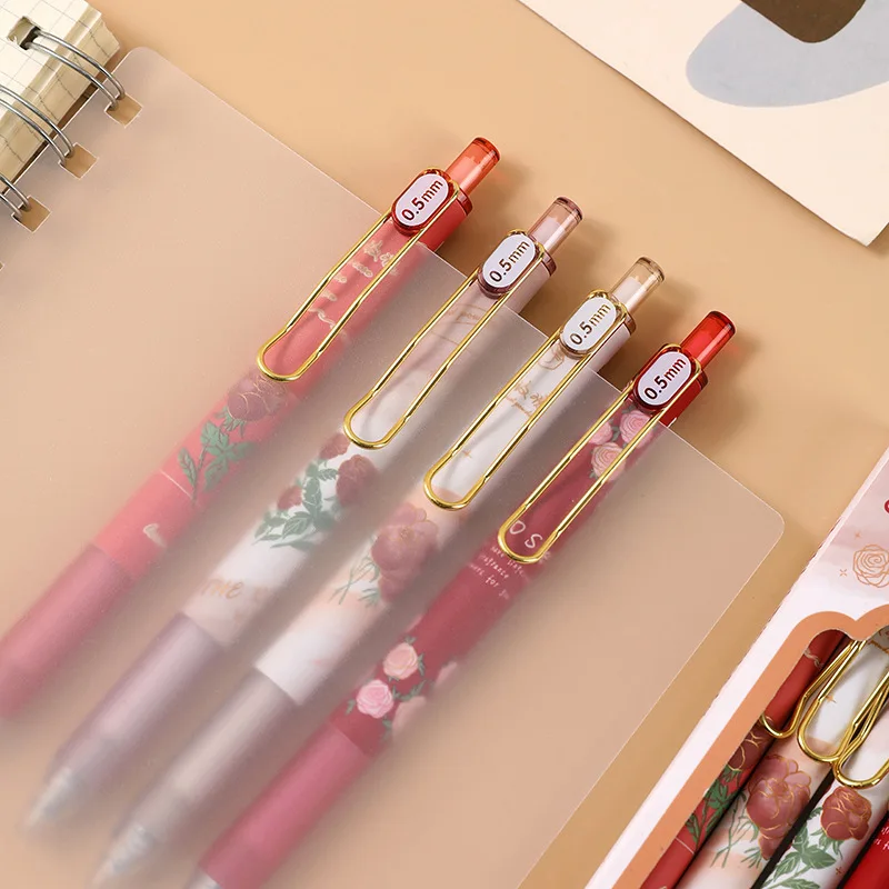 4 pcs/set Romantic Rose ST Tip Mechanical Gel Ink Pens School Office Writing Supplies Gift Stationery Art Supplies C