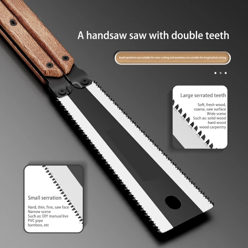 Compact Japanese Pull Folding Hand for Woodworking Tool Double Edges Steel Constructions Flexible Cut Teeth