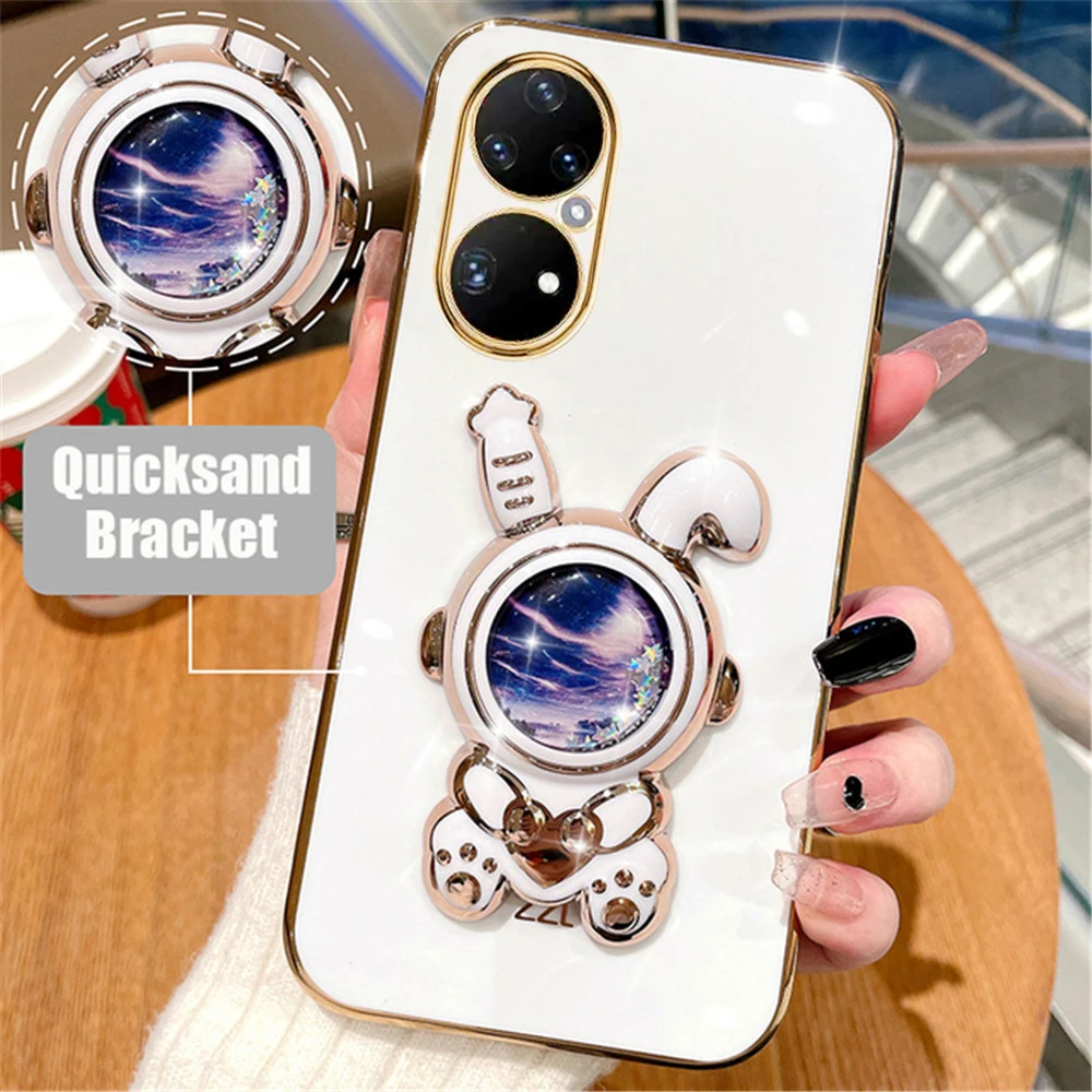 Glitter Quicksand Kaninchen Überzug Halterung Telefon Fall Für Huawei Nova 5T 10 9 8 7 6 5 Pro SE y90 7i 8i 7SE 9SE Y70 Silikon Abdeckung_voghion.com