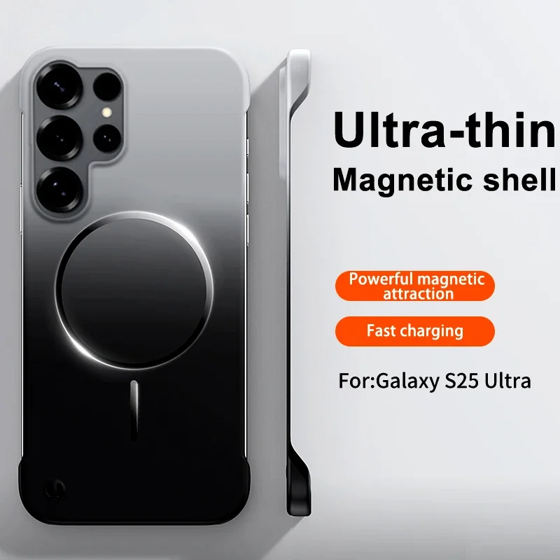 Frameless Gradient Magnetic Phone Case with Soft Back Cover