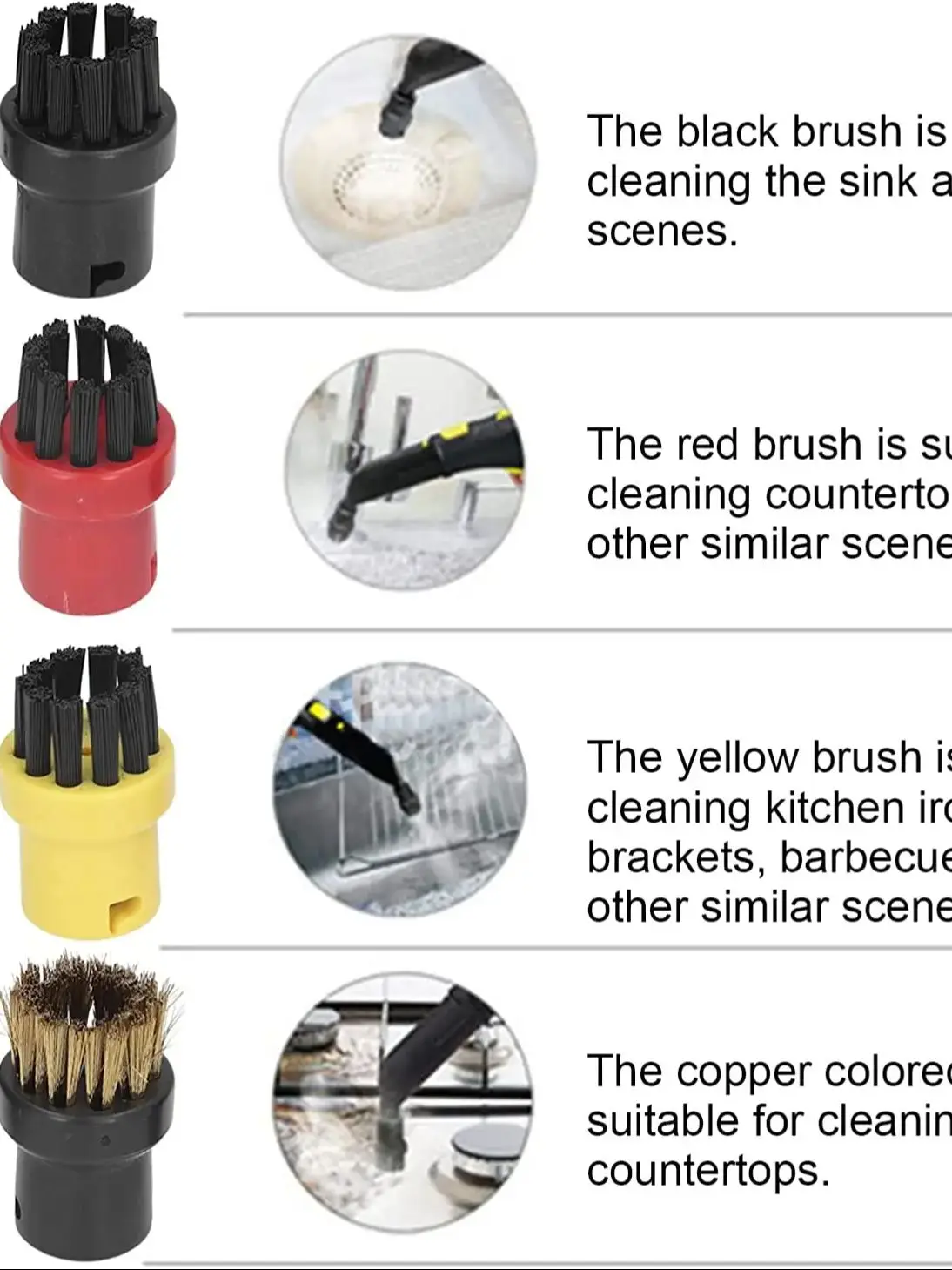 Spazzola per pulizia a vapore per Karcher SC1 SC2 SC3 SC4 SC5 SC7 CTK10 Accessori Testa ugello spruzzatore rotondo di ricambio - immagine 2