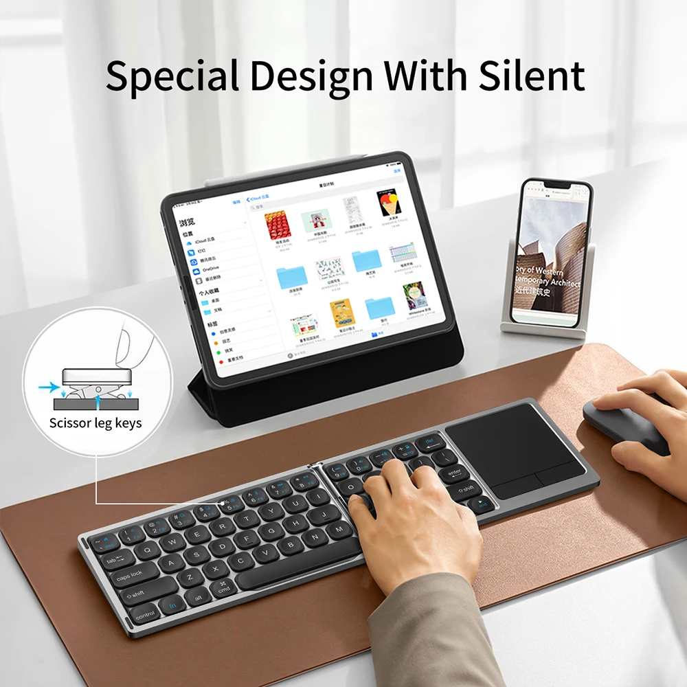 Tastiera Bluetooth Pieghevole Tastiere Portatili Wireless Con Tastiera Numerica Tastiera Da Viaggio Full-Size Per Windows Ios Android