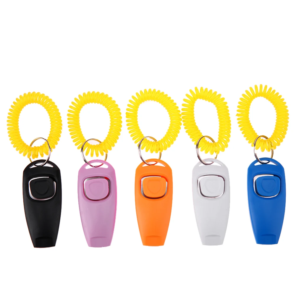 Dog Training Clicker Pet Cat Plastic New Dogs Click Trainer Aid Tools Adjustable Wrist Strap Sound Key Chain Dog Supplies dog agility training set