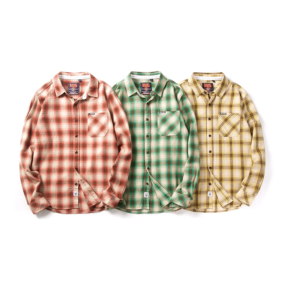 

Plaid Shirt for Men 2022 Casual Flannel Shirt Autumn Clothes Tops Long Shirt Oversize Classic Basic Chest Outwea Pocket Design