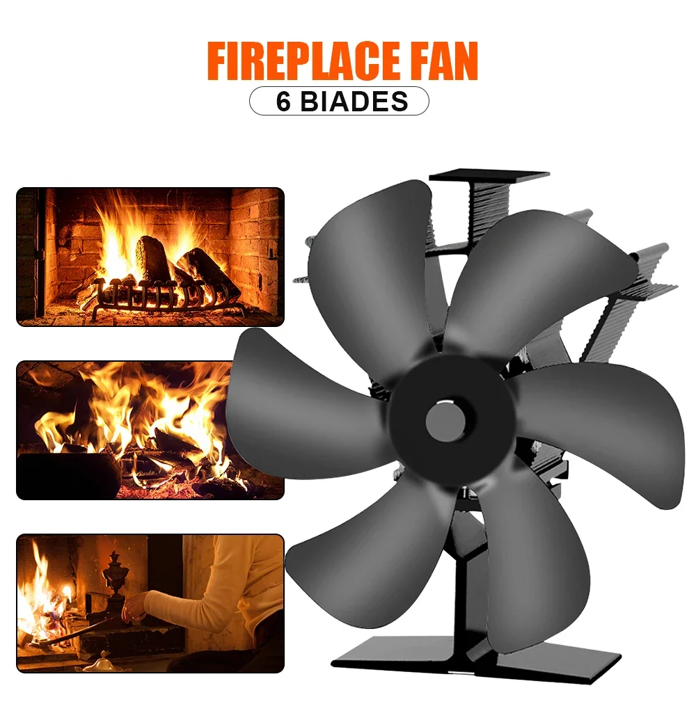 Winter Home Heat Powered Stove Fan Eco Quiet 6 Blades Log Wood Burner Fireplace Fan stove fan