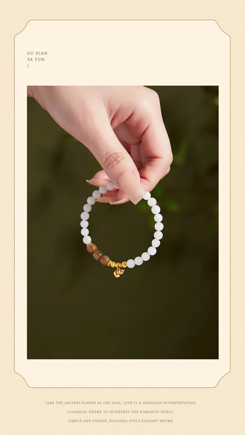 Weißes Hotan-Jade-Armband, luxuriöser, fortschrittlicher Handschmuck für Damen, verstellbar, mehrere Stile, Originalprodukte-Armband – Detail 4