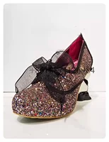 Bling Rhinestone Round Toe Women Pumps Shoes Strange With Panda High Heels 9.5CM Lace Up Design Marry Jane Shoes 2