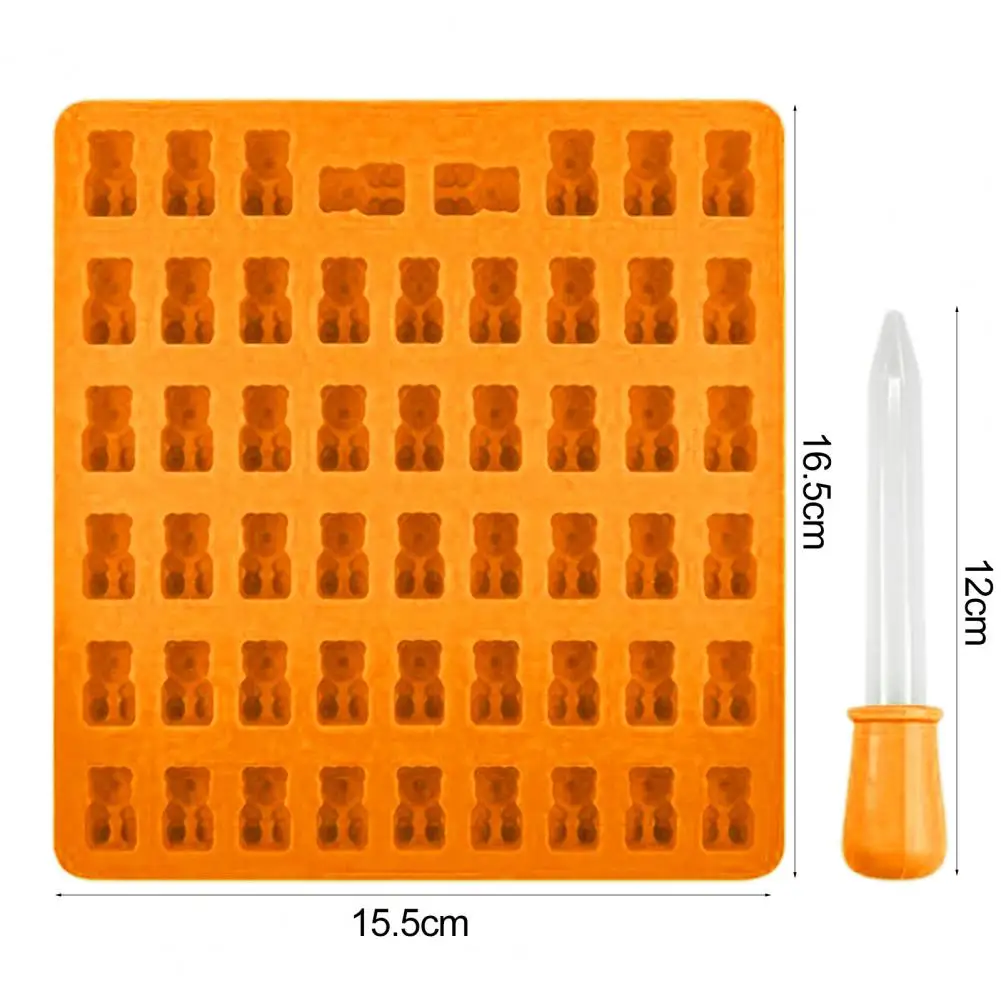 Candy Mold BPA Free Nonstick Food Grade 53 Cavities Silicone Gummy Mold Microwave Safe Teddy Bear Candy With Dropper