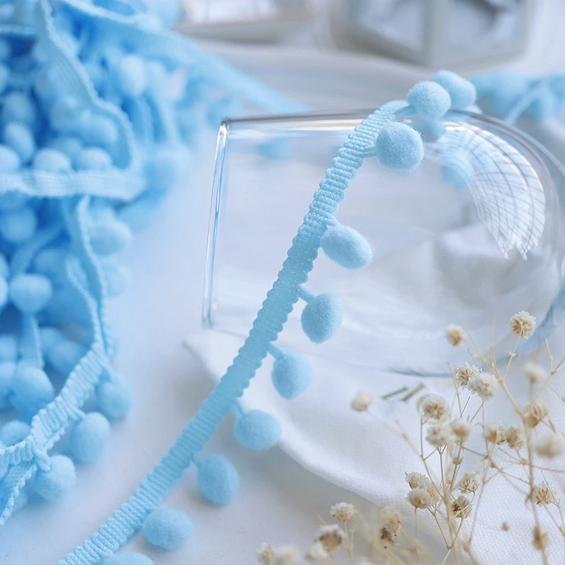 5Yards Pom Pom Trim Ball 12mm MINI Pearl Pompom Fringe Ribbon Sewing Lace Handmade DIY Craft Accessories pom pom trim lace ribbon lace sewing supplies lace sewing accessories lace accessories lace garment accessories clothing accessories lace decoration