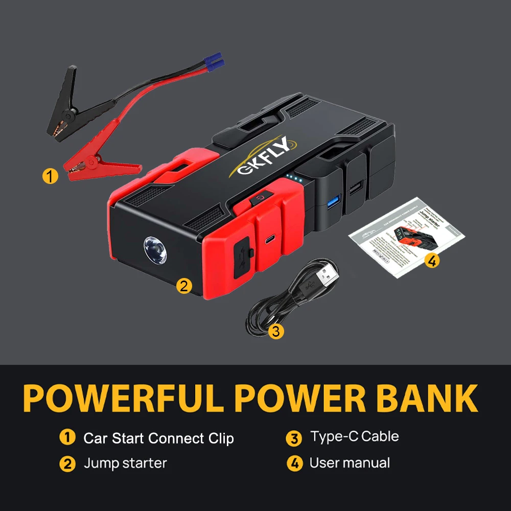 Complete jump starter set with accessories