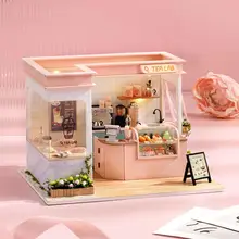 

DIY Milk Tea Shop Dollhouse with Dustproof Cover for Boys Girls Adults Women