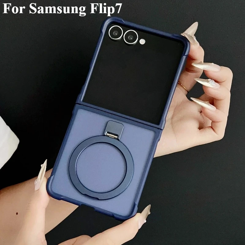 Frosted Translucent Magnetic Holder Case - Luxury Shockproof Soft Cover
