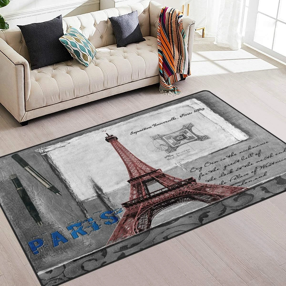 Correo aéreo referencia Huelga Alfombras cuadradas de París, Torre Eiffel de Francia, con letras impresas,  para sala de estar, alfombra de suelo, alfombra de juego para niños| | -  AliExpress