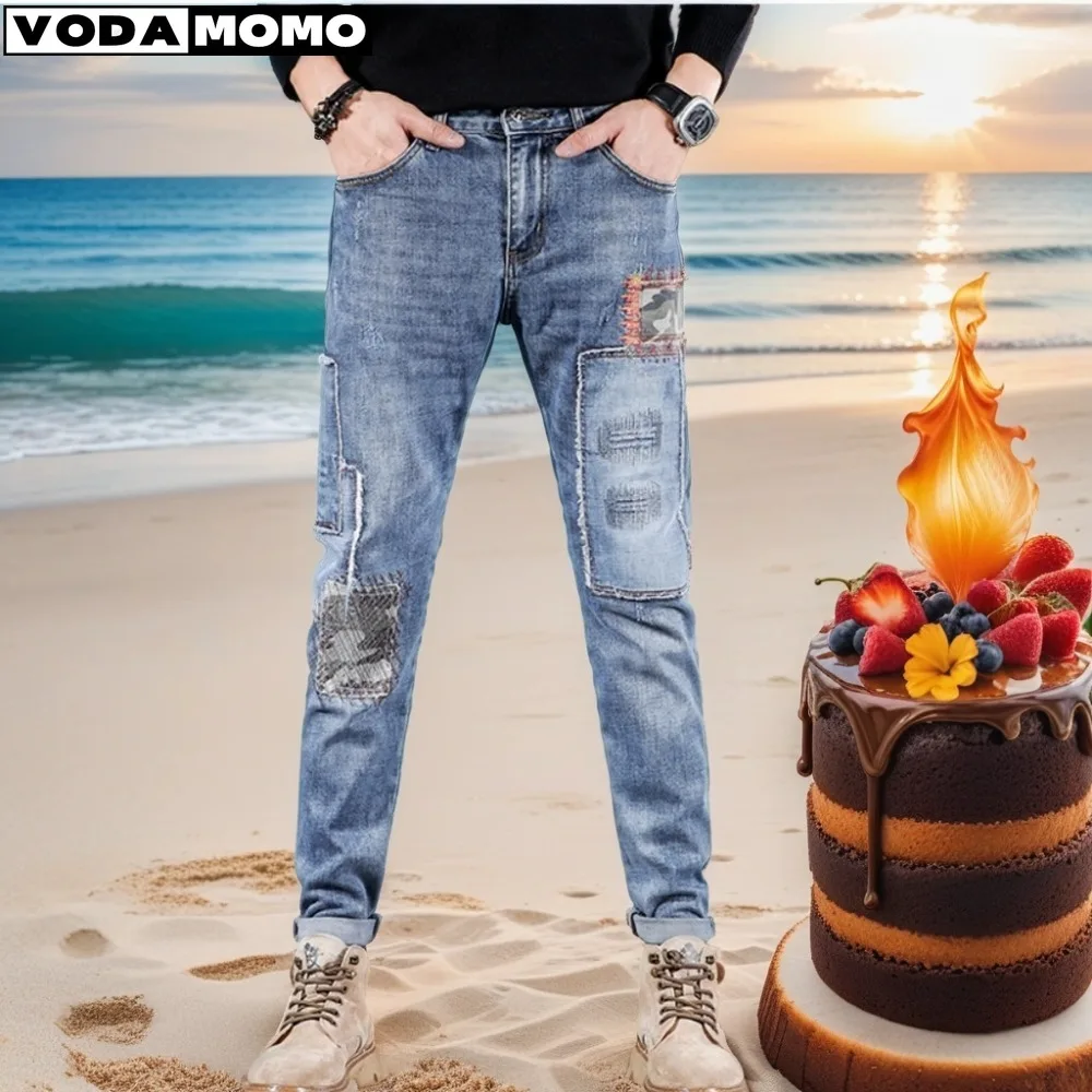 Abbigliamento Uomo Jeans Pantaloni Cargo Pantaloni Casual Splicing Business Work Pants Uomo Slim Fit Pantaloni Uomo Dritto Y2K Streetwear