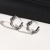 Retro Rose Hoop Earrings for Men, Waterproof Stainless Steel Stylish Flower Huggies Ear Jewelry, Gifts for Him 6