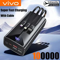 VIVO 100000mAh Power Bank 22.5W Super Fast Charging Large Capacity Portable External Battery With Cable For IPhone Samsung New