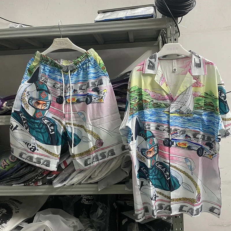 

Good Quality Casablanca Raceprint Vintage Shirt 1:1 Casablanca Men Women Hawaiian Casual Shirts Shirts for Men