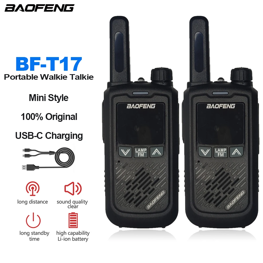 

2pcs BF-T17 BAOFENG Portable Walkie Talkie T17 Mini Two Way Radios FRS/PMR Small Radio For Hotels Restaurants KTVs Clubs