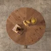 33.86" Modern Retro Splicing Round Coffee Table,Fir Wood Table Top with Gold Cross Legs Base 6