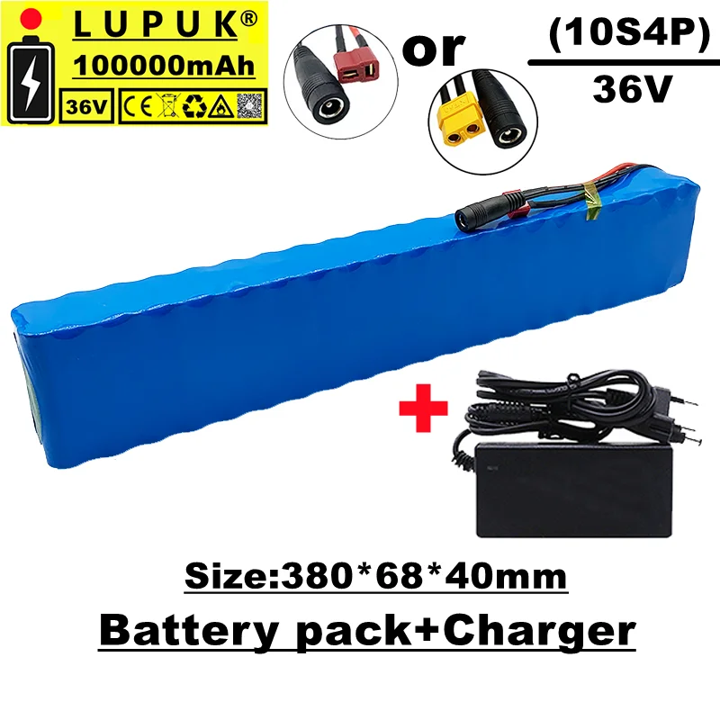 

10s4p, 36V lithium ion battery pack,800W,100Ah,built-in BMS,t plug or XT60,suitable for bicycles and electric cars, with charger