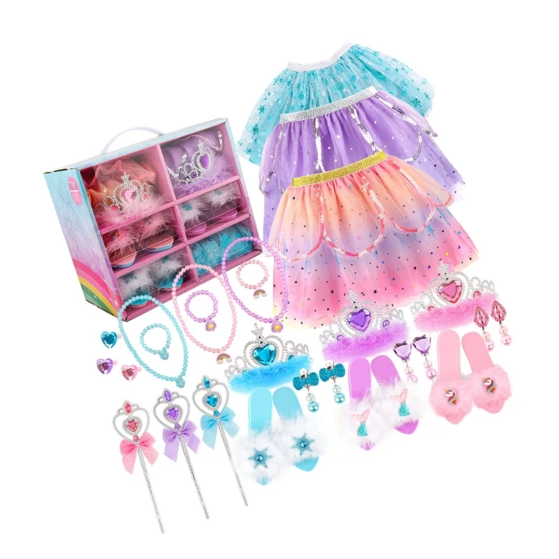 Princess Dress Up Set for Kid Cosmetics for Imaginative Play and Role Modeling