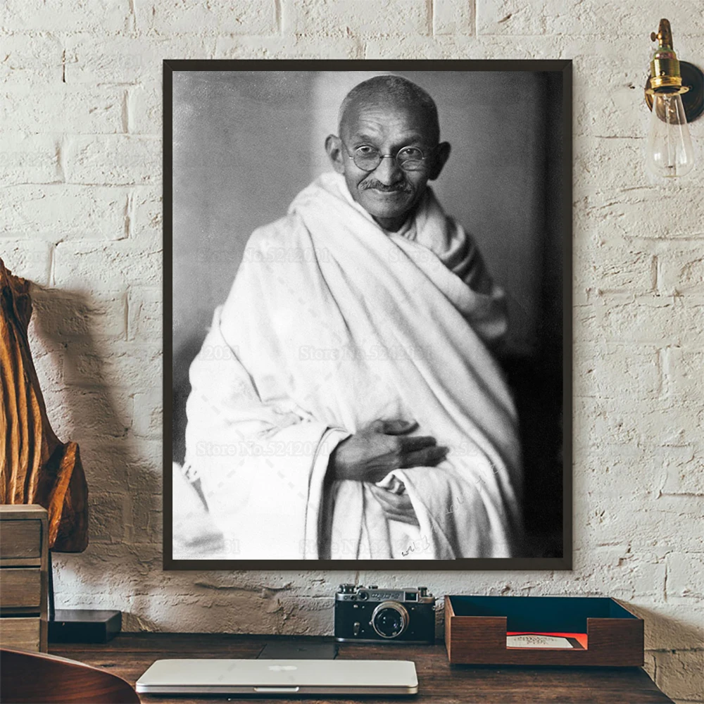 Портрет Mahatma Gandhi, печать, постер, не подвергающийся насилию, персонаж, черно-белая Картина на холсте, настенное искусство, Декор Портрет Mahatma Gandhi, печать, постер, не подвергающийся насилию, персонаж, черно-белая Картина на холсте, настенное искусство, Декор