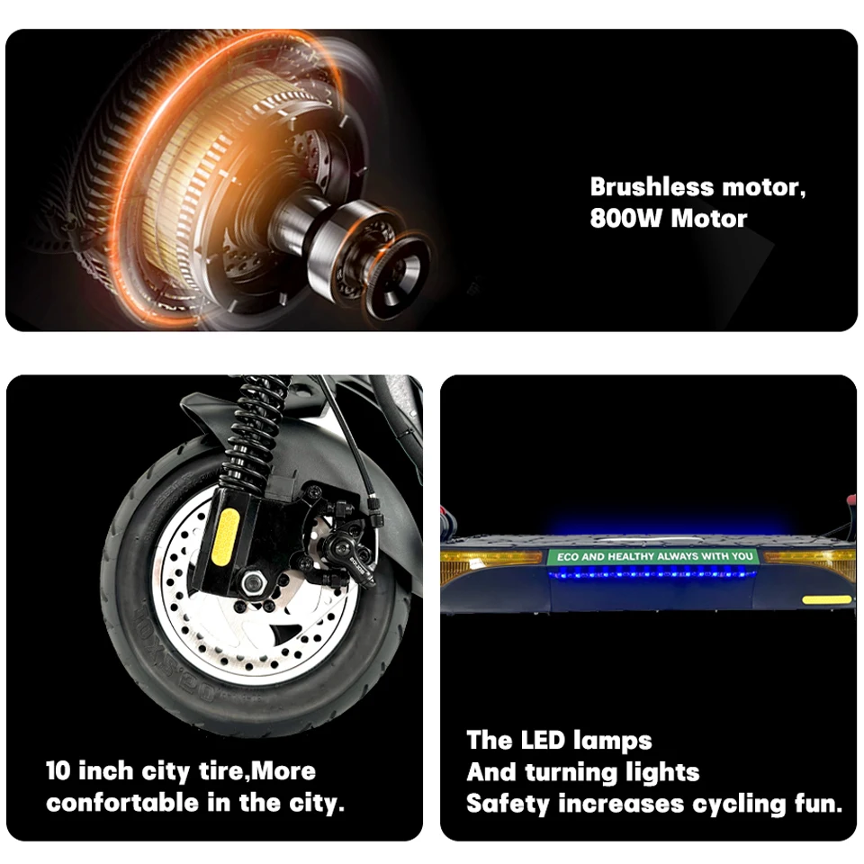 Electric Scooter Powerful 800w Motor 28Mph 48V 15Ah Electric Skateboard 22-28miles Long Range Foldable 2 Wheel Scooter US Stock