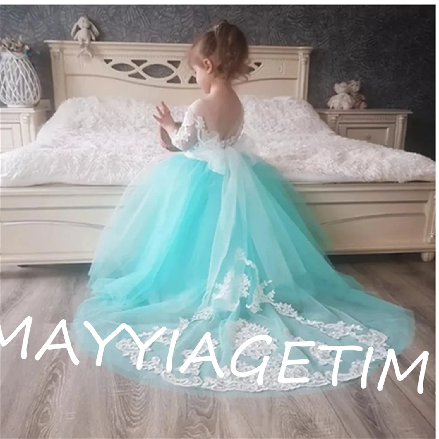 

Cute Lovely Aline Appliques Princess Flower Girl Dresses Birthday Pageant Communion Robe De Demoiselle Baby Party