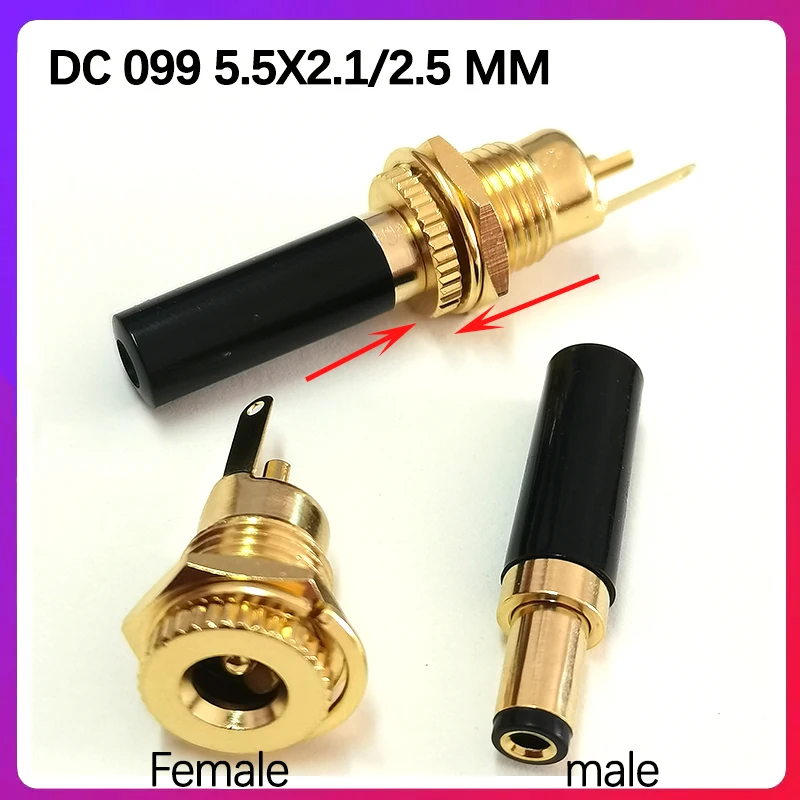 1 Stück DC099 DC-Buchse DC-Stromstecker 5,5 X 2,5 / 5,5 X 2,1 mm DC-Stecker für Schweißleitung DC-Buchse 5,5 X 2,1/2,5