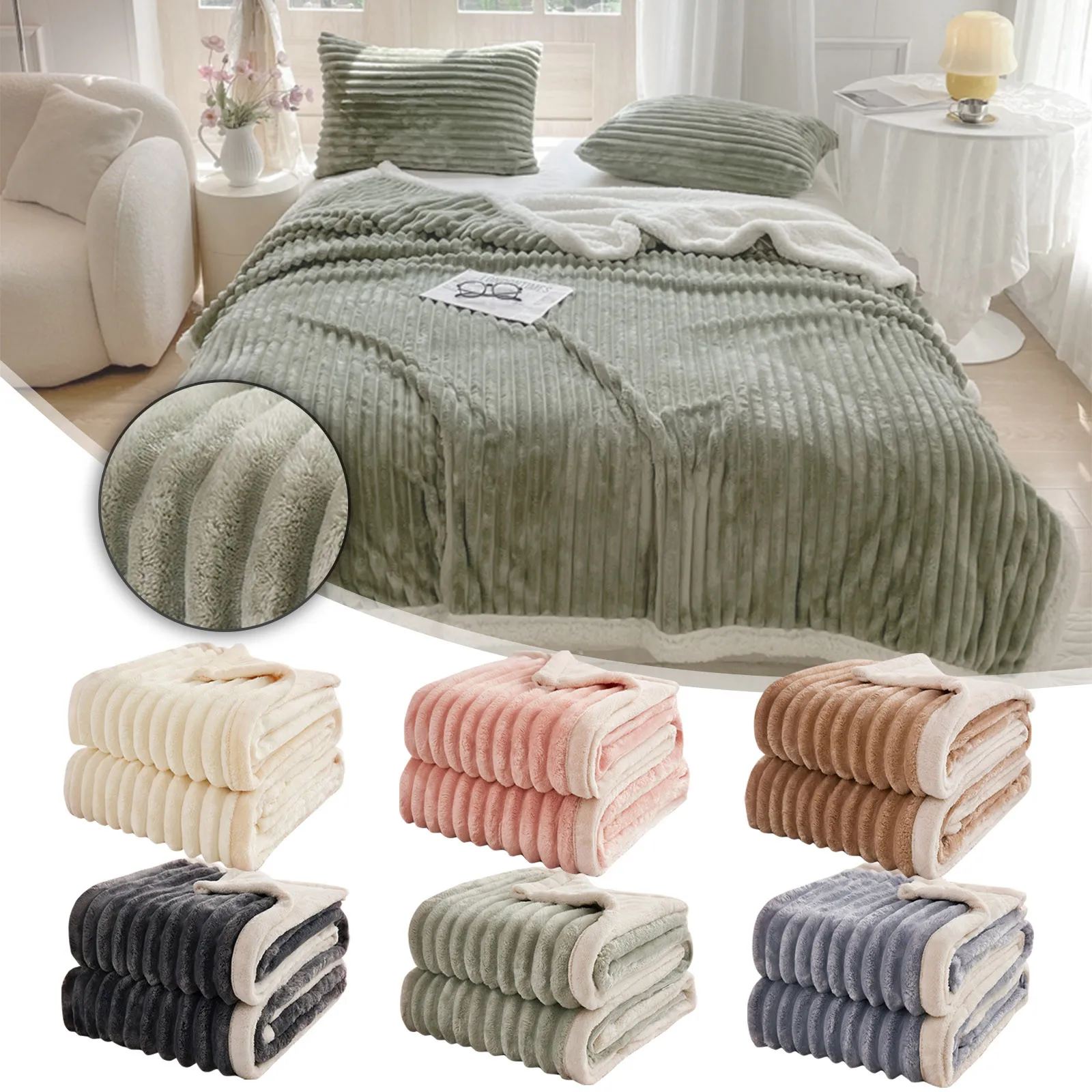 

Autumn And Winter Jade Rabbit Velvet Cute Fluffy Wool Blanket Soft Warm Thick Rope Blanket Comfortable Bed And Sofa Blanket