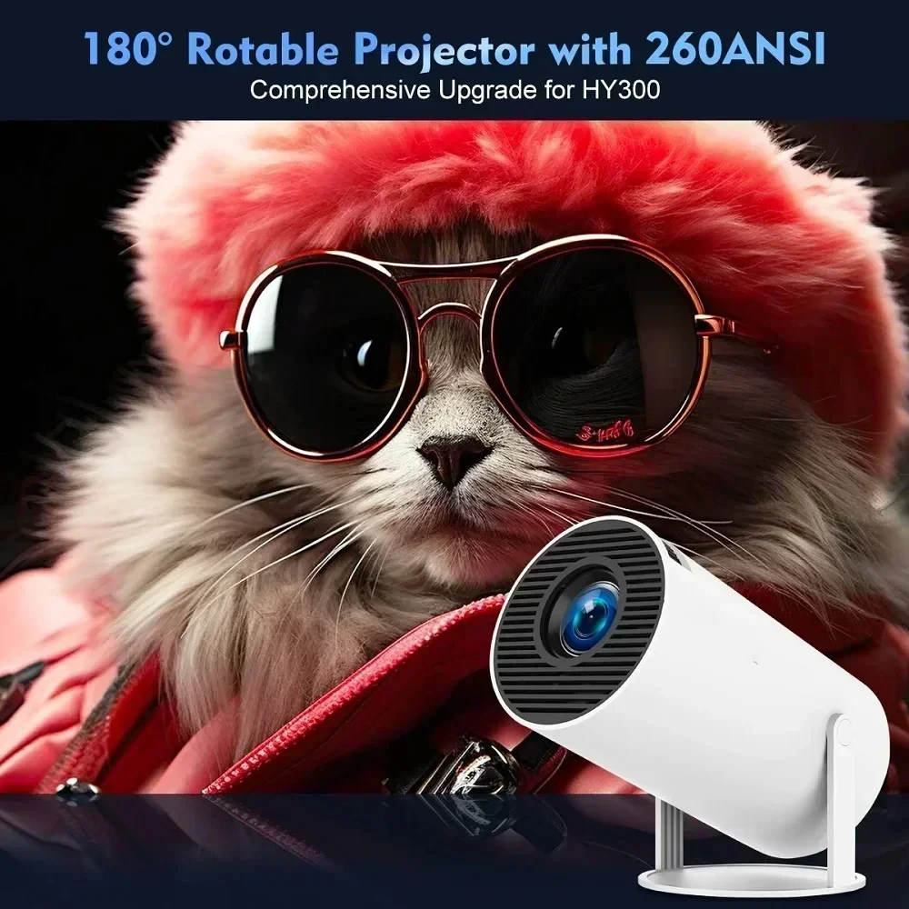 스마트 HY300 프로젝터 1080P HDR10 4K 지원 휴대용 미니 WiFi 블루투스 프로젝터 스크린 미러링 야외 영화관