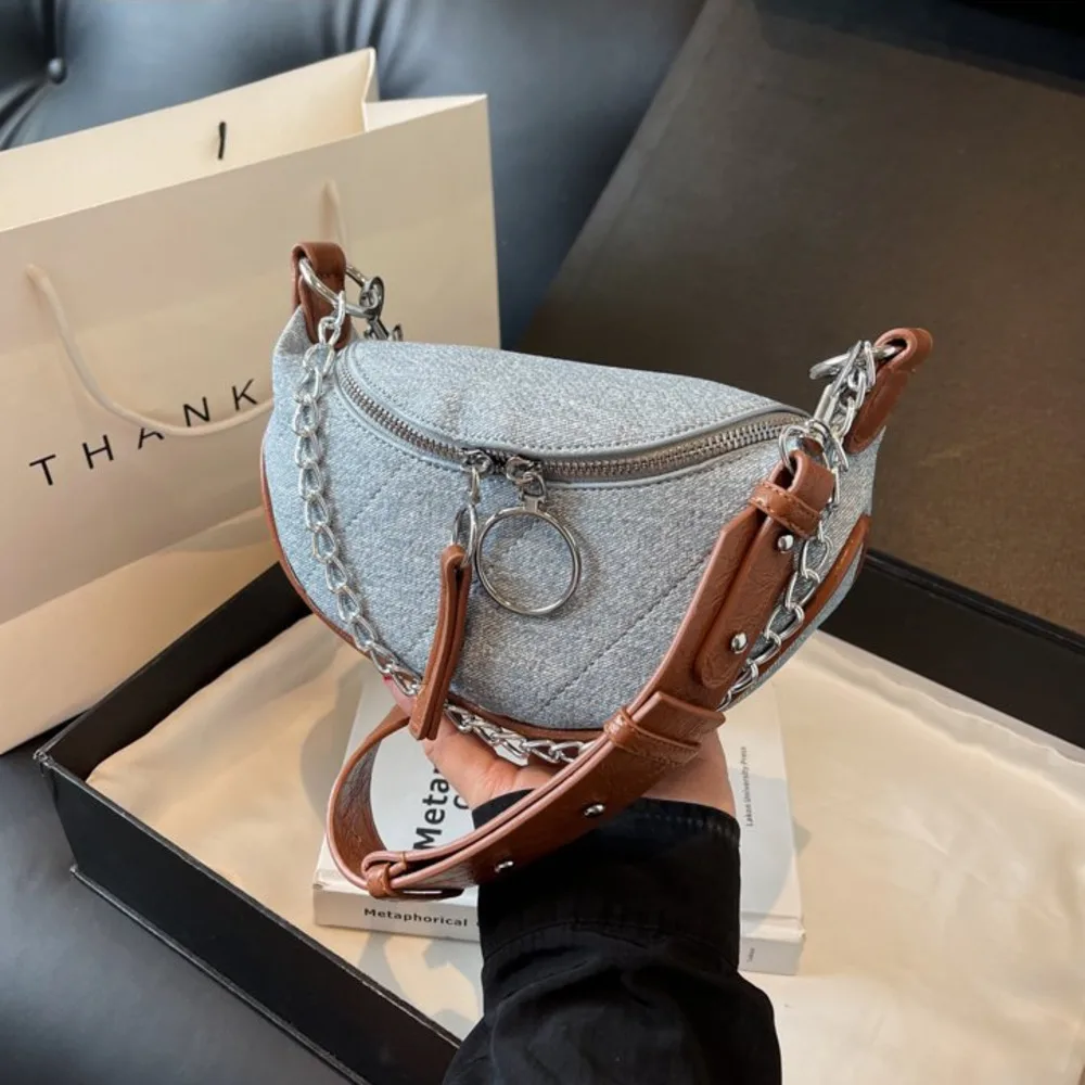 

Vintage Shoulder Bag For Women New Fashion Versatile Commuting Denim Crossbody Bags Luxury Personalized Design Female Backpack