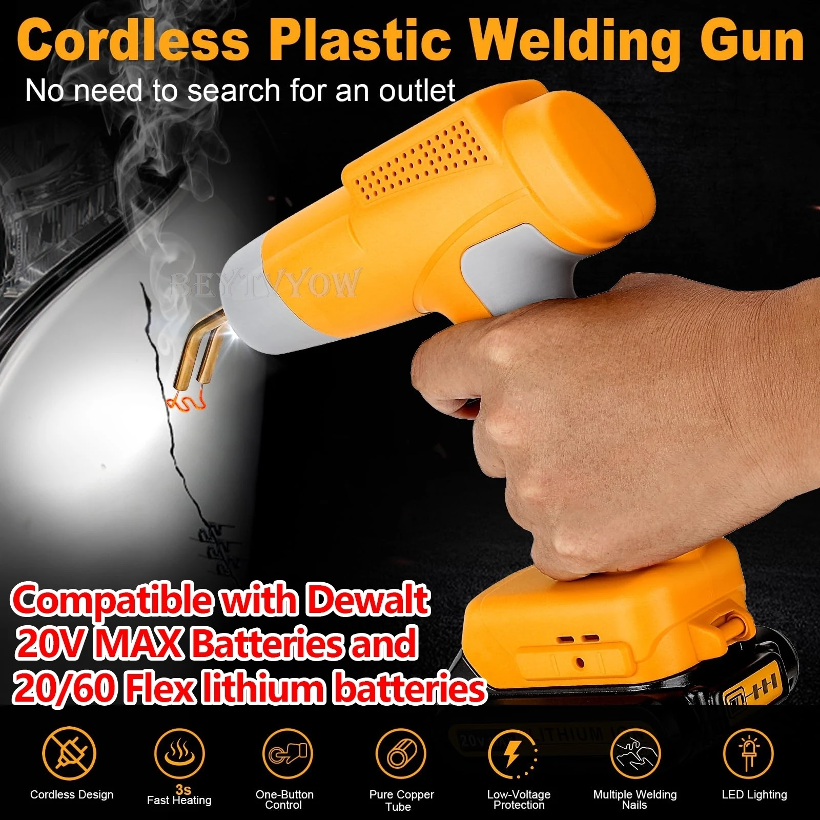 Cordless Plastic Welder Gun Compatible with Dewalt 20V Max Battery with 600PCs H