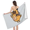 Home bath towels body towels bathroom quick drying microfiber beach Oil painting style man large sports towel cute dog funny 2