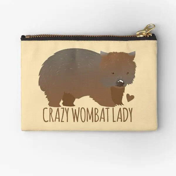 

Crazy Wombat Lady Zipper Pouches Wallet Money Socks Panties Underwear Small Pocket Men Storage Pure Coin Bag Key Cosmetic Women
